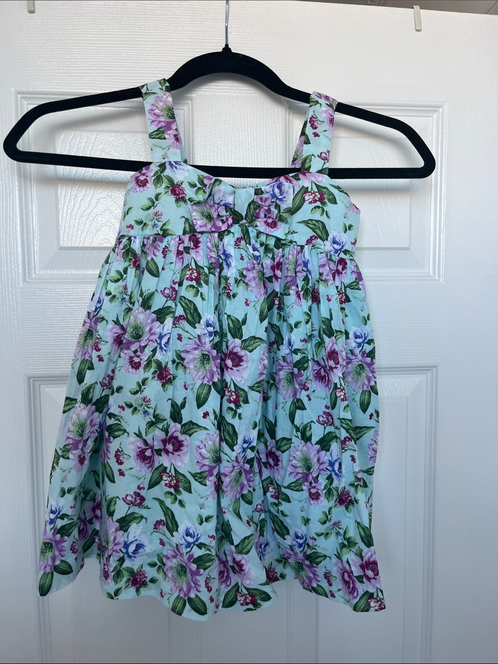 🎀👗JANIE and Jack size 3T Girls Floral Mint Sundress Tan Purple & Green Flowers